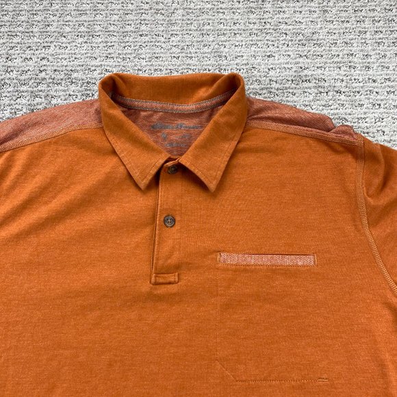 Eddie Bauer Free Dry Golf Shirt Men Large L Orange Casual Breathable Mesh Back - Picture 2 of 9